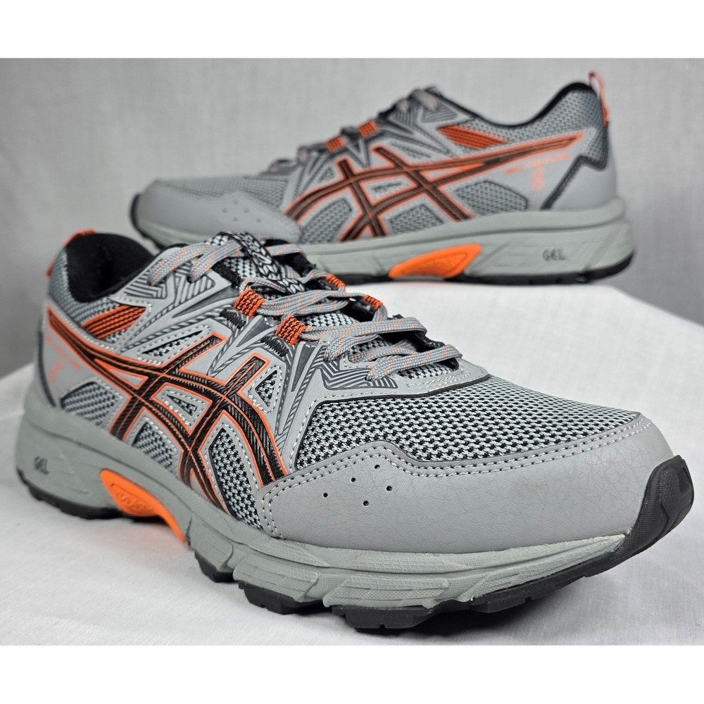ASICS Gel-Venture 8 Men's Trail Running Shoes Grey Orange Athletic Sneakers